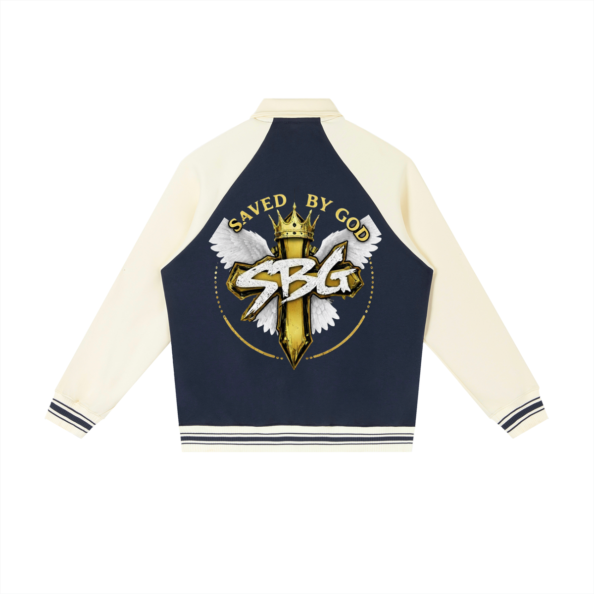 JESUS IS KING w/ 7 Raglan Sleeve Baseball Jacket