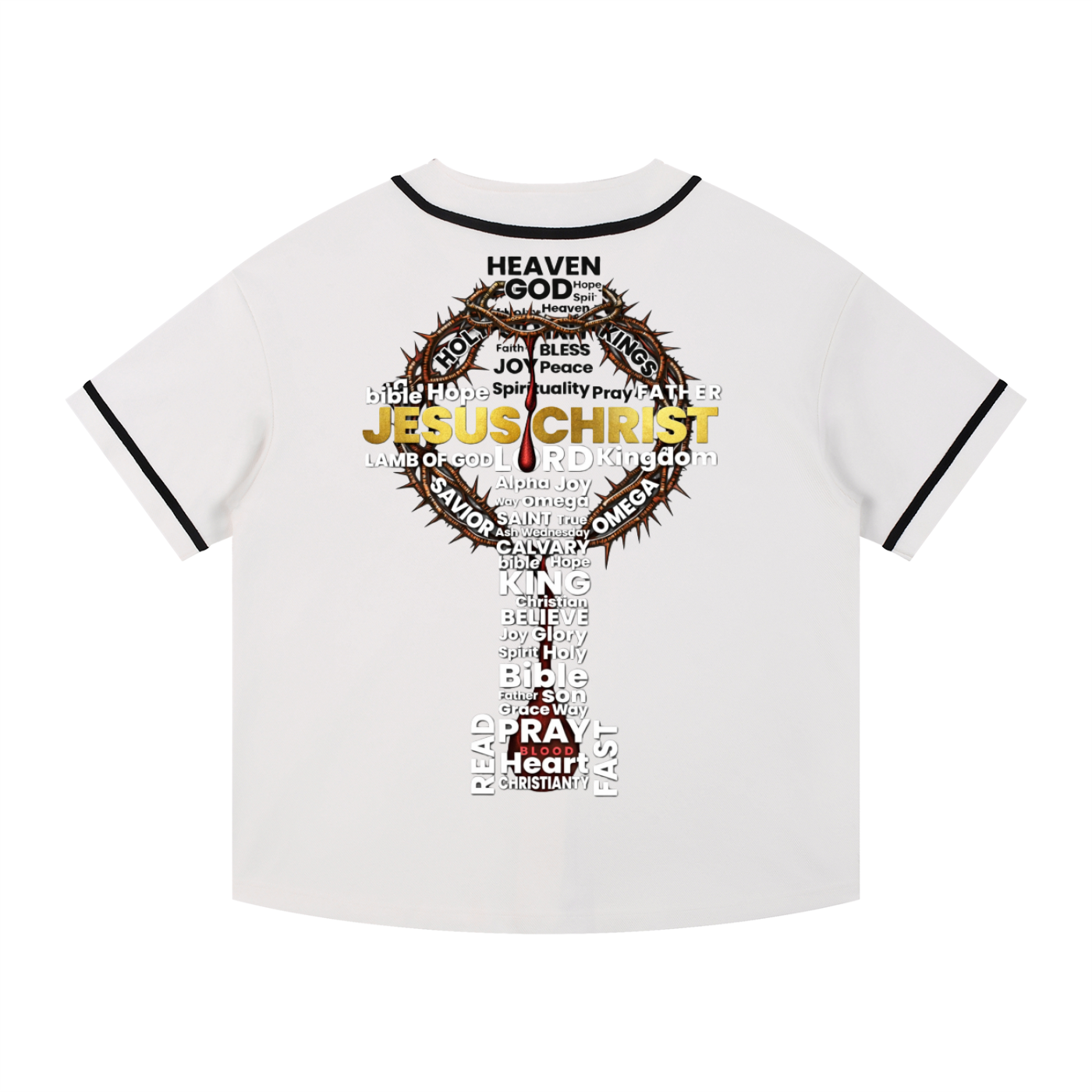 Jesus is King Word Cross Button-Up Jersey