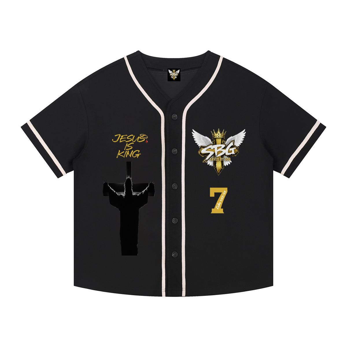 Jesus is King Word Cross Button-Up Jersey