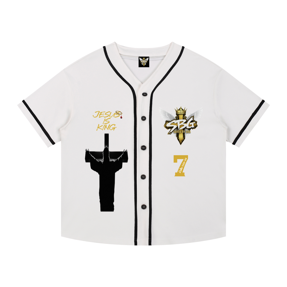 Jesus is King Word Cross Button-Up Jersey
