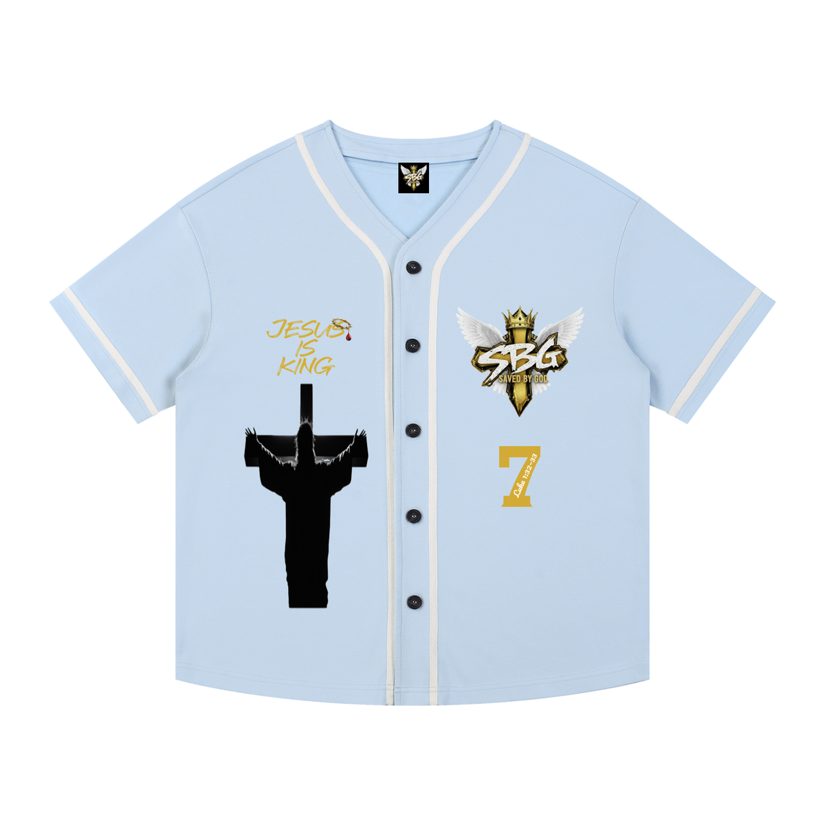 Jesus is King Word Cross Button-Up Jersey