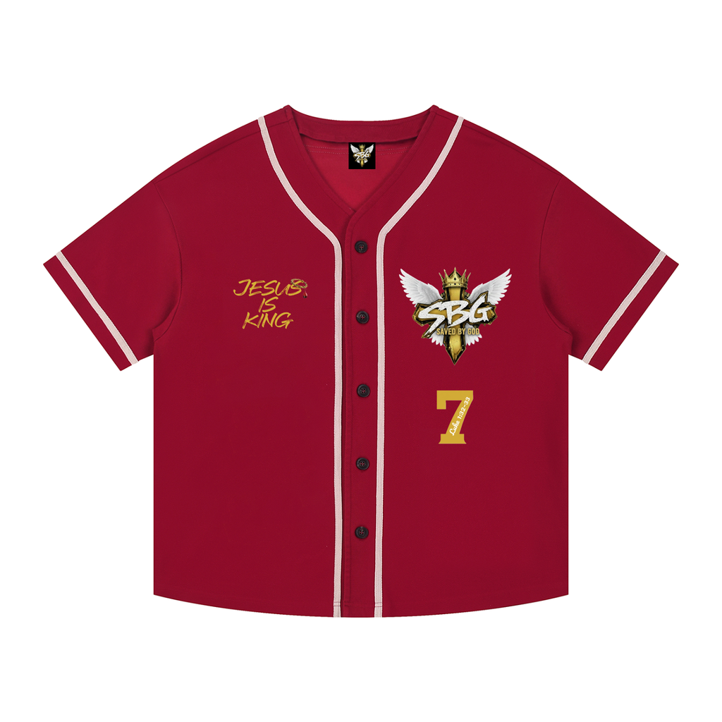 Jesus is King Word Cross Button-Up Jersey