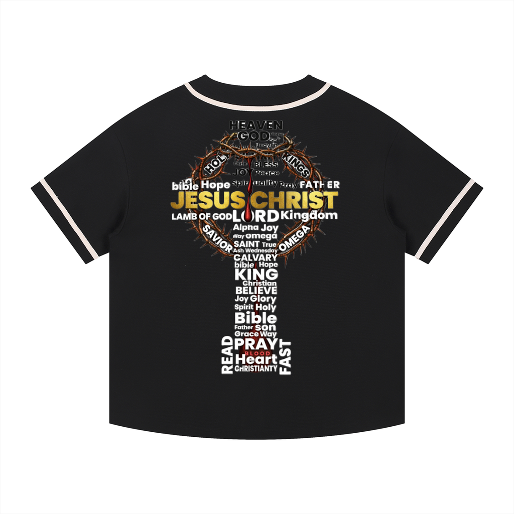 Jesus is King Word Cross Button-Up Jersey
