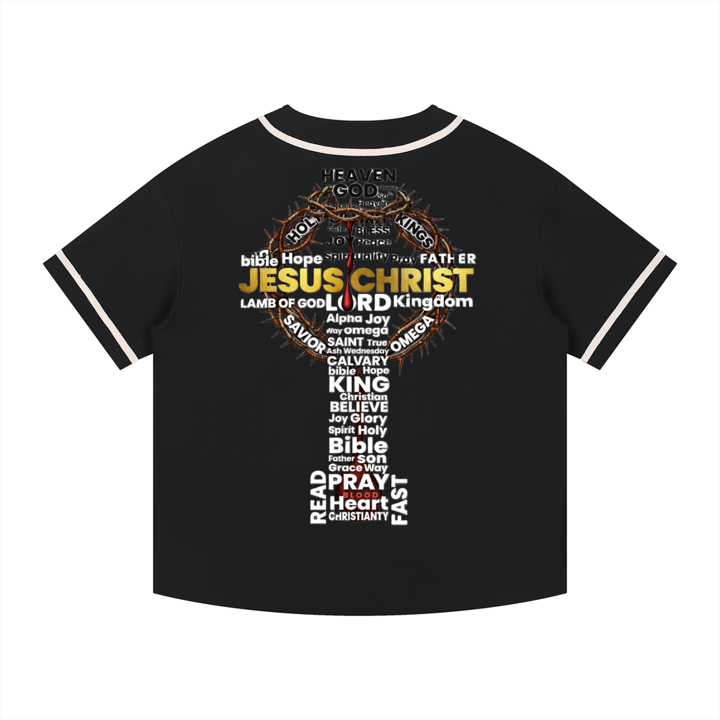Jesus is King Word Cross Button-Up Jersey
