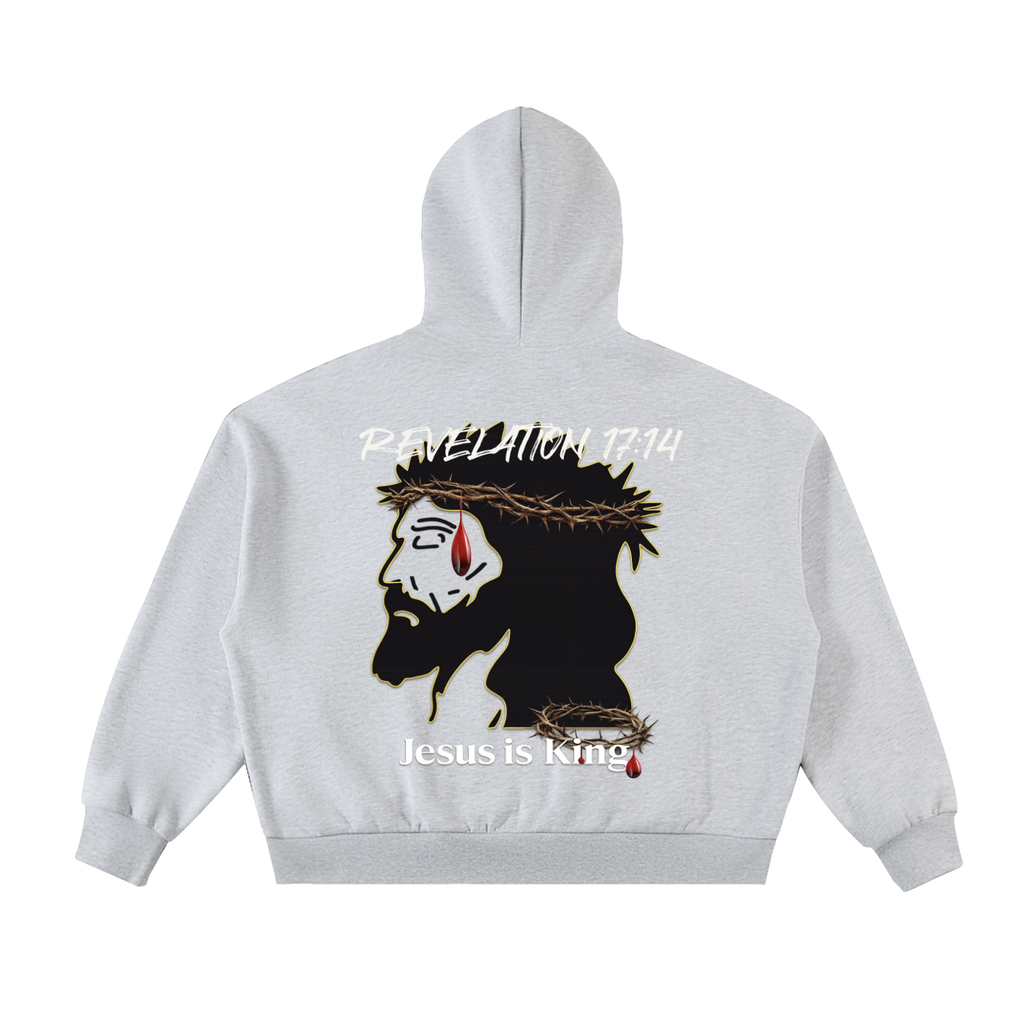 JESUS IS KING Fleeced Full-Zip Boxy Hoodie
