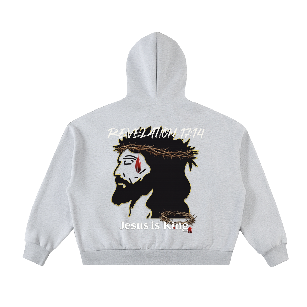 JESUS IS KING Fleeced Full-Zip Boxy Hoodie