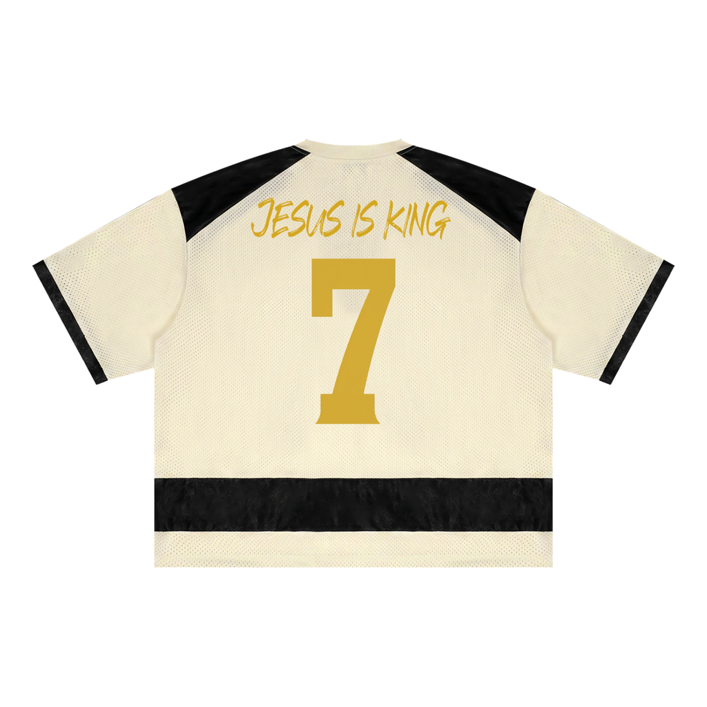 JESUS IS KING 7 Sleeve Mesh Boxy T-Shirt