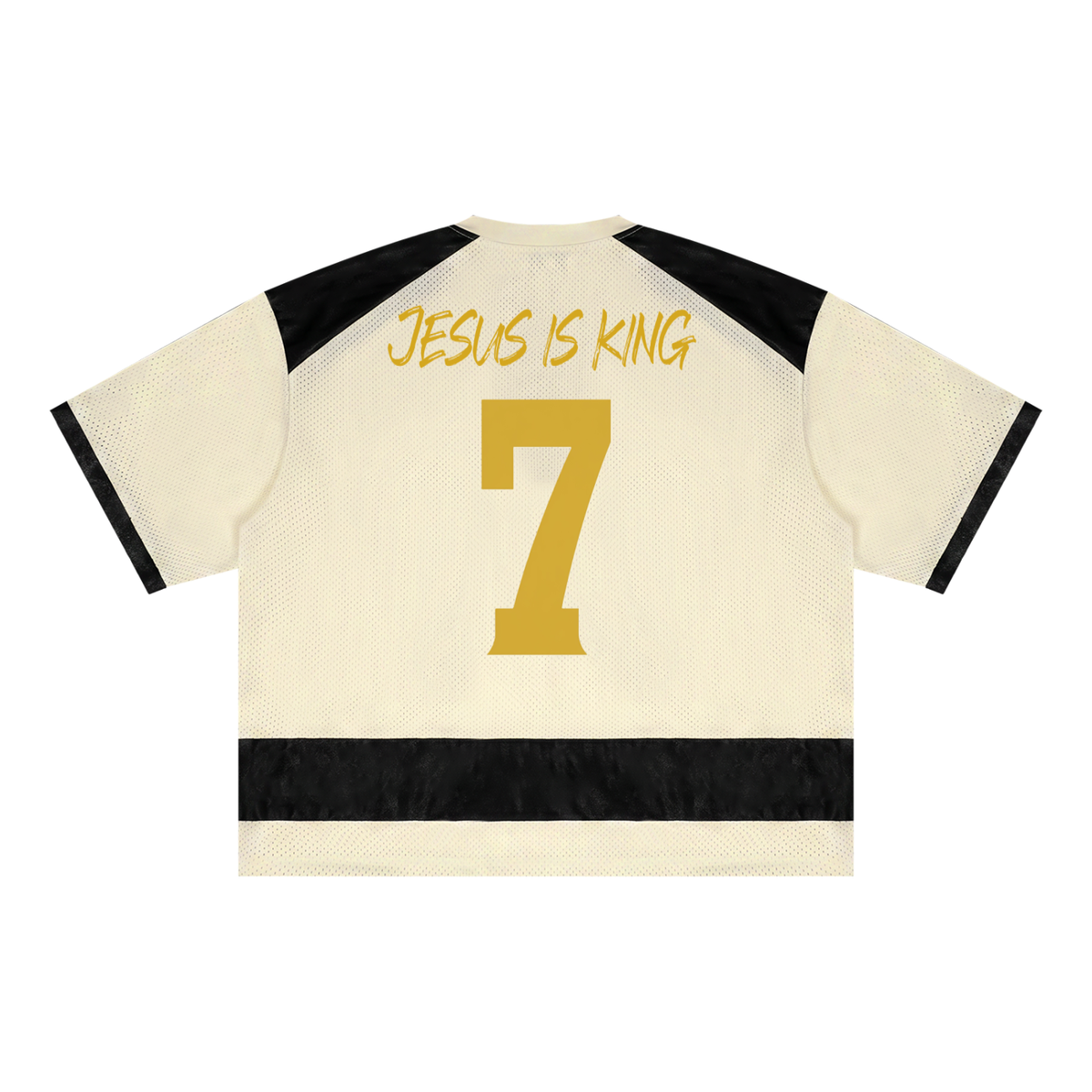 JESUS IS KING 7 Sleeve Mesh Boxy T-Shirt