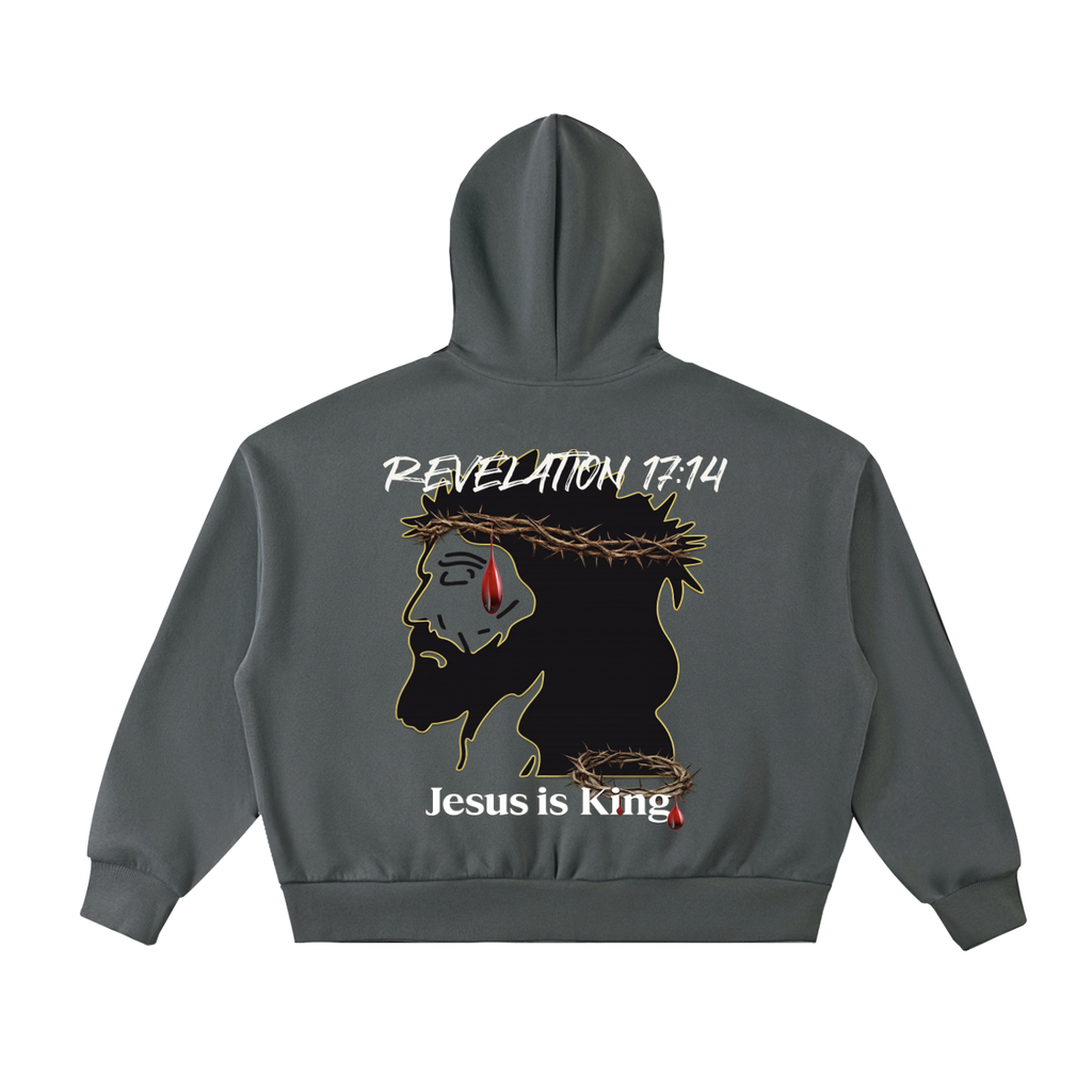 JESUS IS KING Fleeced Full-Zip Boxy Hoodie