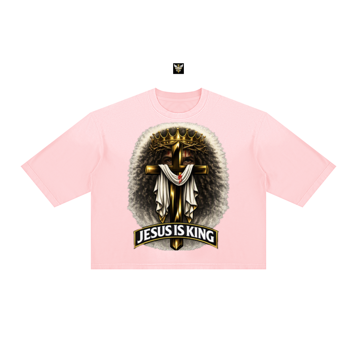JESUS IS KING w/ FACES Vintage Wash Sunfade Boxy T-Shirt