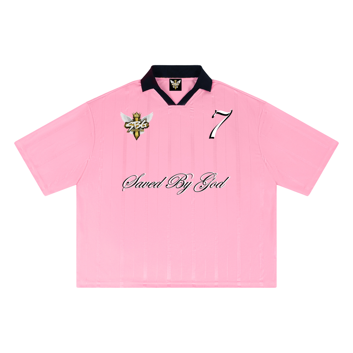 SAVED BY GOD 7 Striped Boxy Soccer Jersey