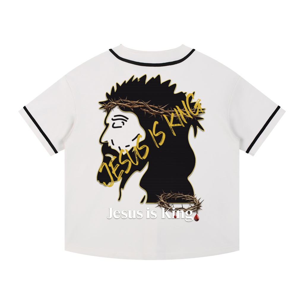 JESUS IS KING Silhouette Button-Up Jersey