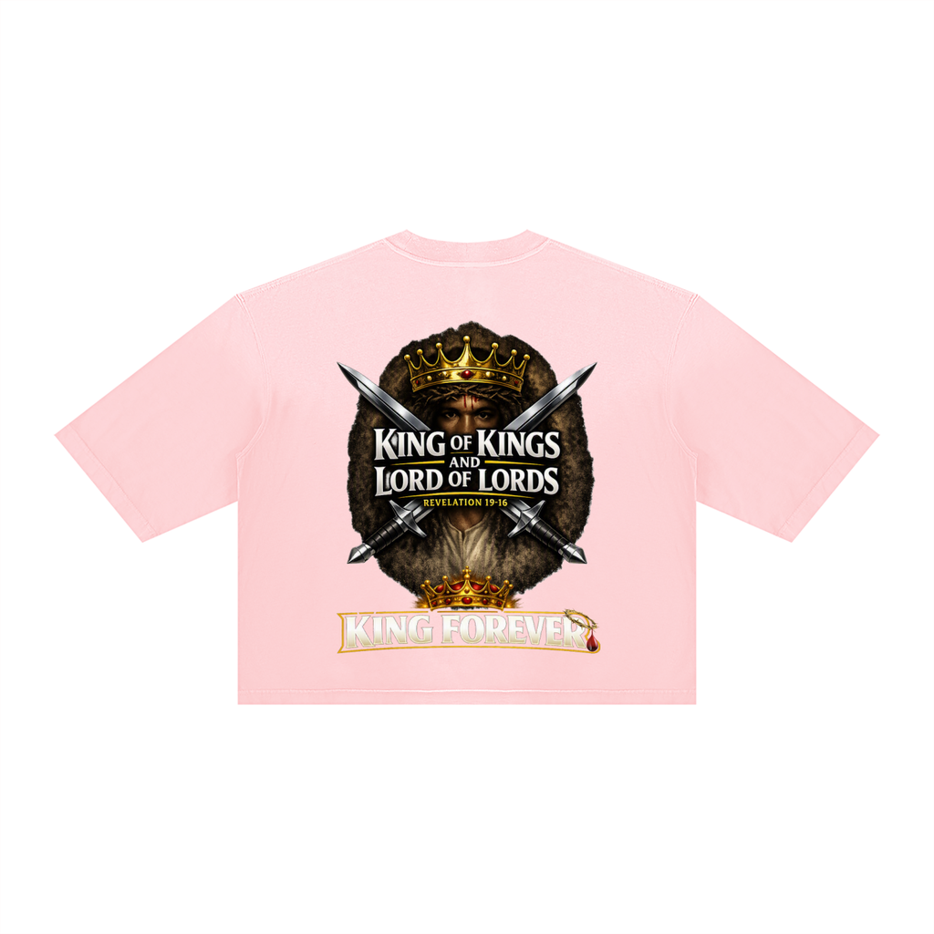 JESUS IS KING w/ FACES Vintage Wash Sunfade Boxy T-Shirt