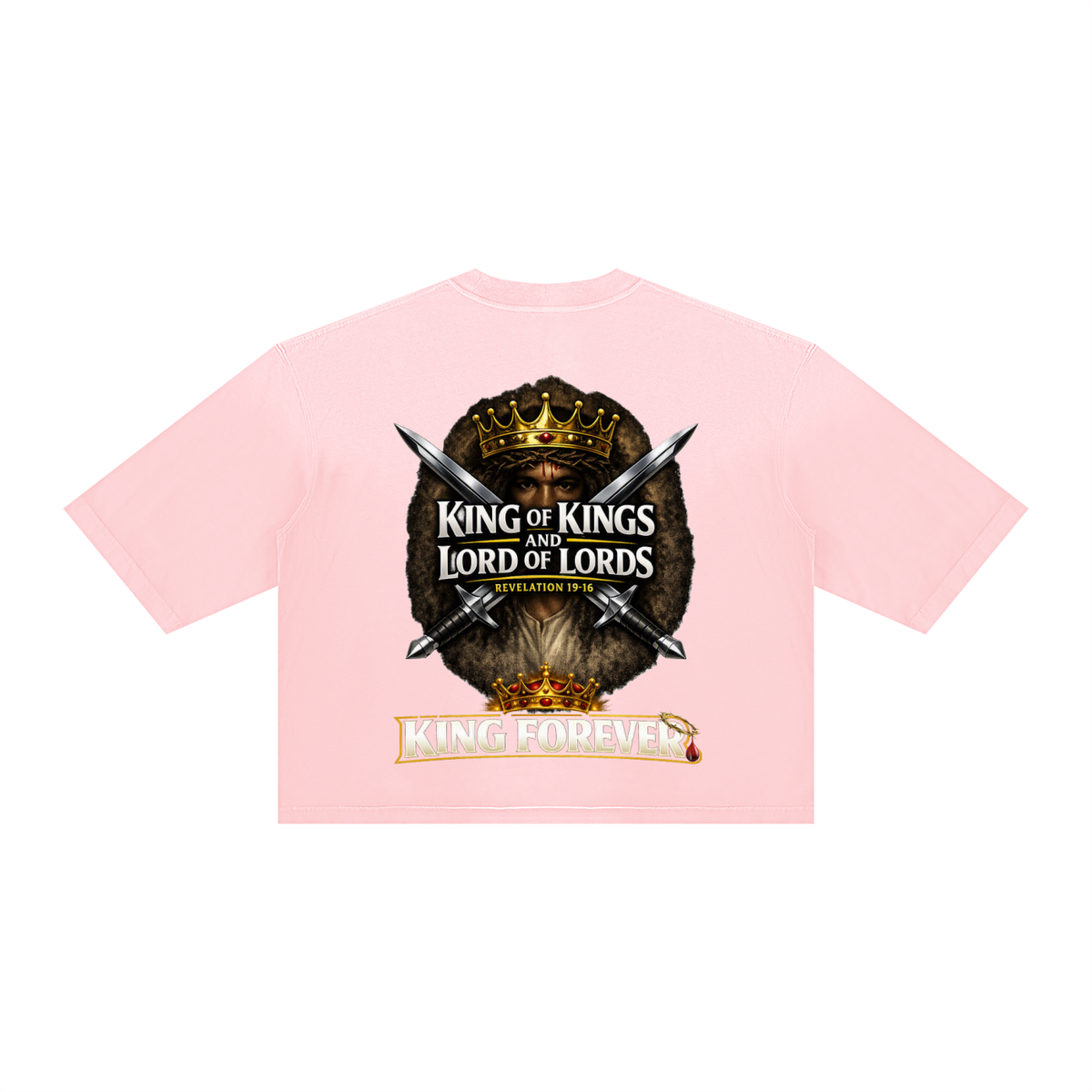 JESUS IS KING w/ FACES Vintage Wash Sunfade Boxy T-Shirt