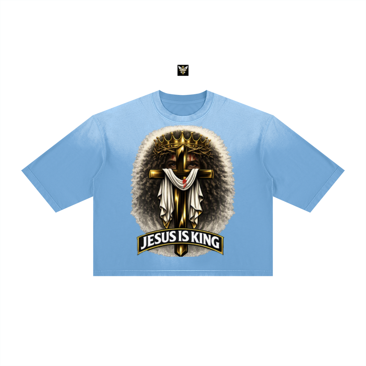 JESUS IS KING w/ FACES Vintage Wash Sunfade Boxy T-Shirt
