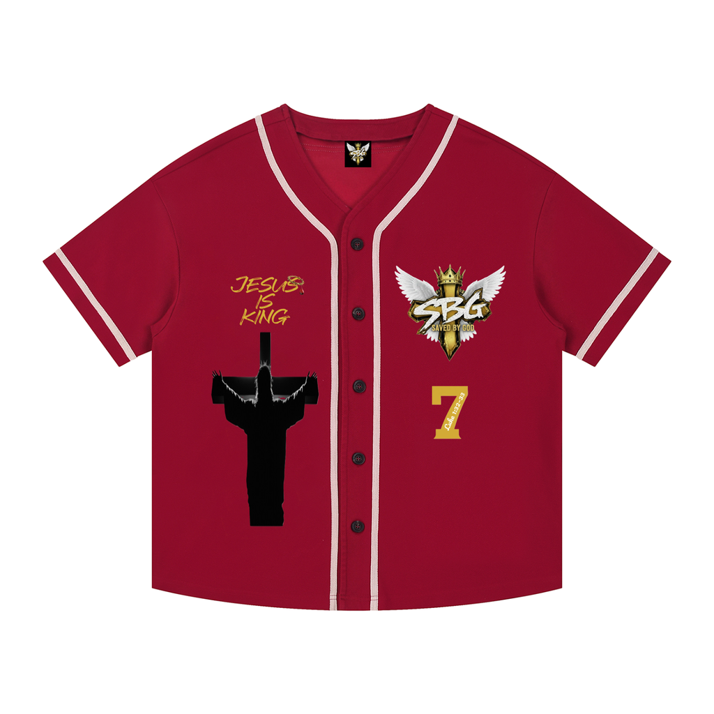 Jesus is King Word Cross Button-Up Jersey