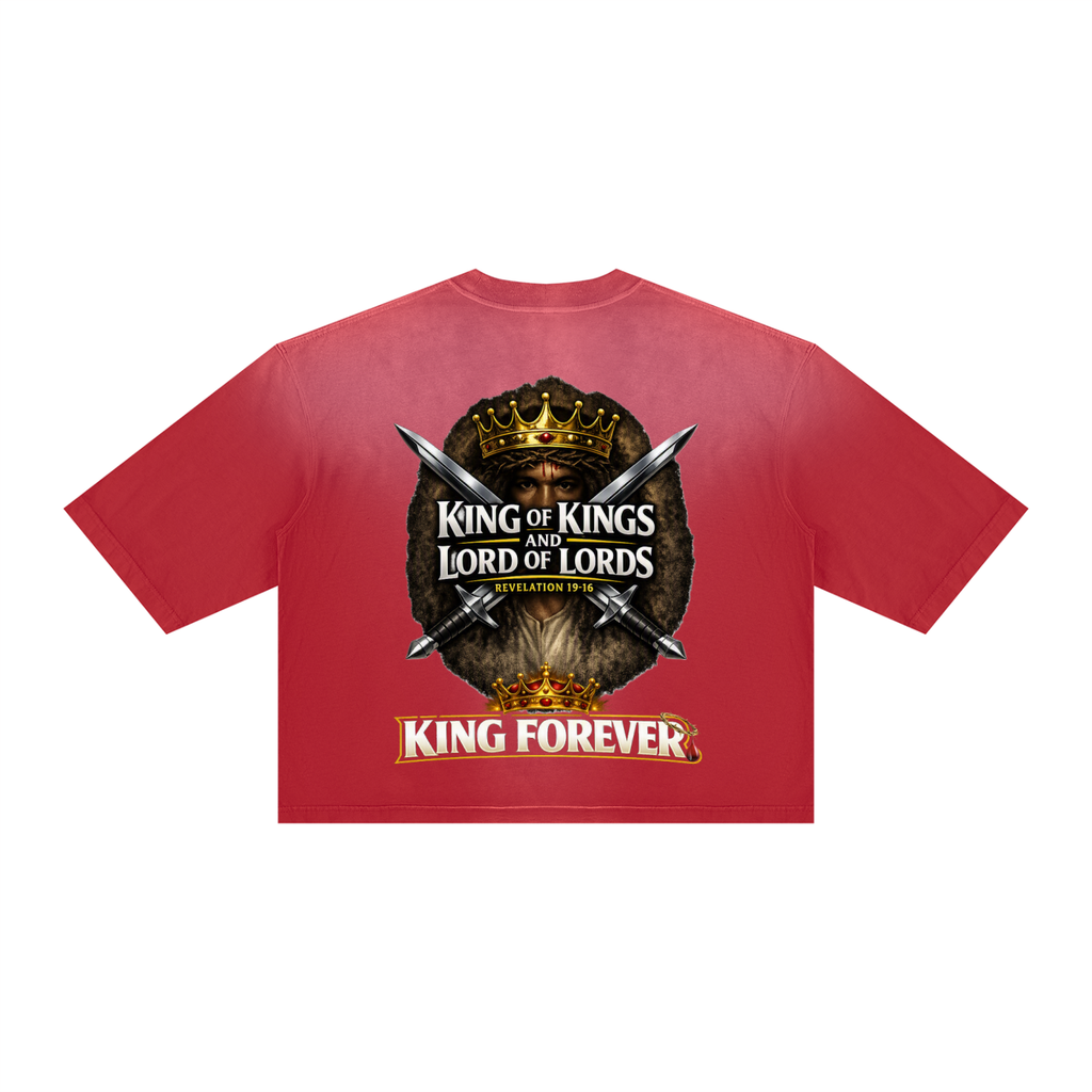 JESUS IS KING w/ FACES Vintage Wash Sunfade Boxy T-Shirt