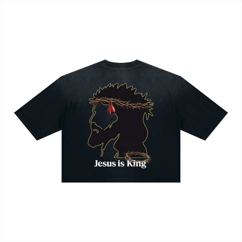 JESUS IS KING 7 Vintage Wash Sunfade Boxy T-Shirt
