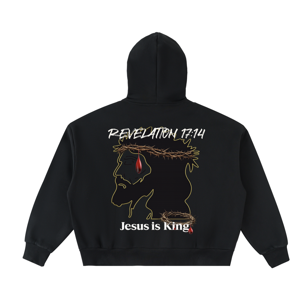 JESUS IS KING Fleeced Full-Zip Boxy Hoodie
