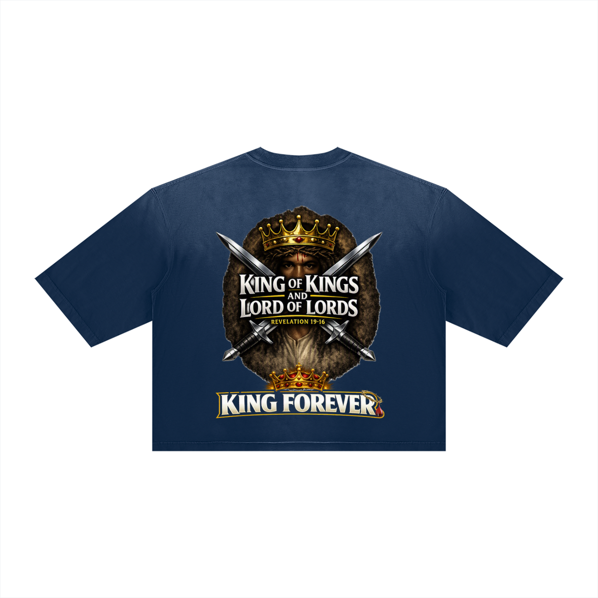 JESUS IS KING w/ FACES Vintage Wash Sunfade Boxy T-Shirt