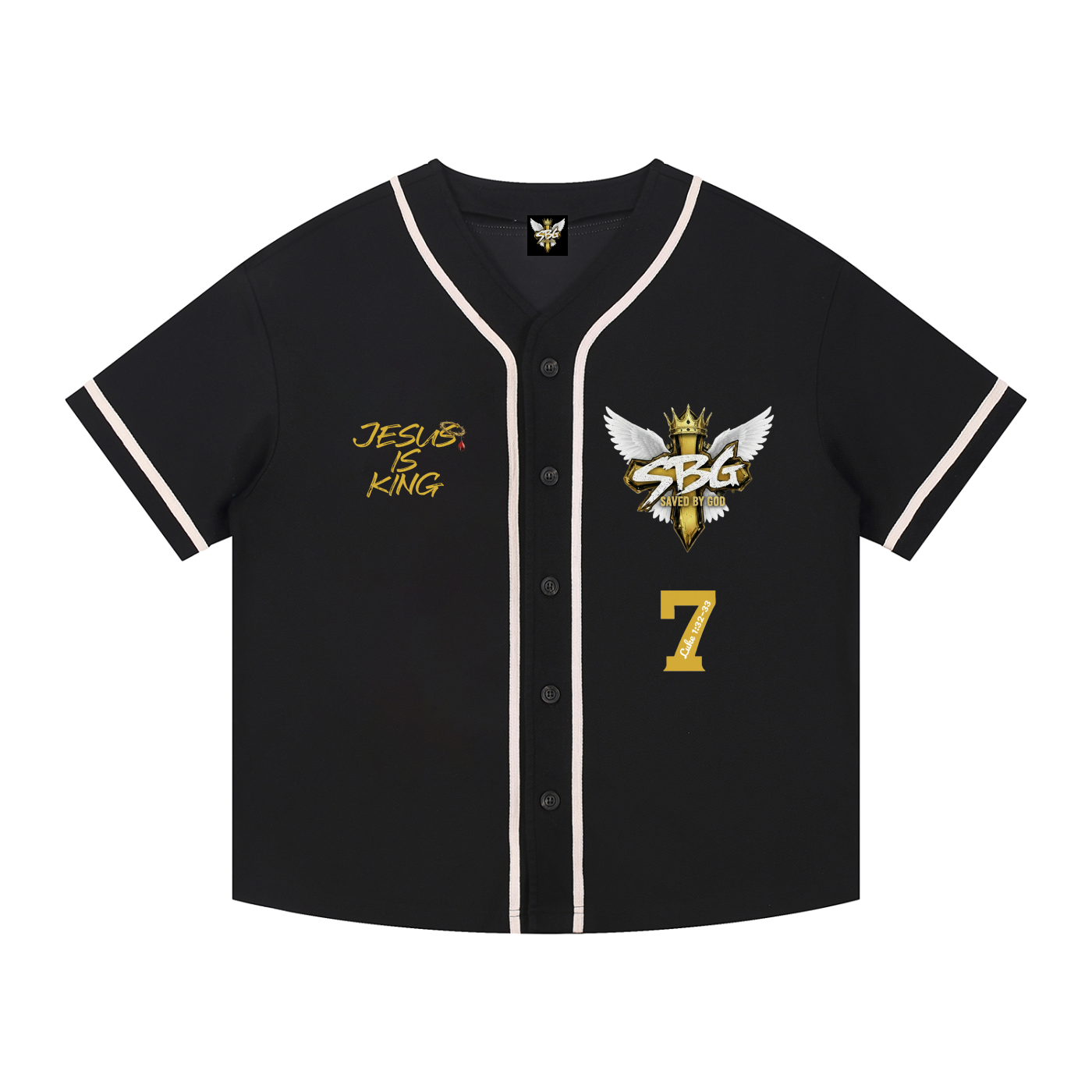 Jesus is King Word Cross Button-Up Jersey