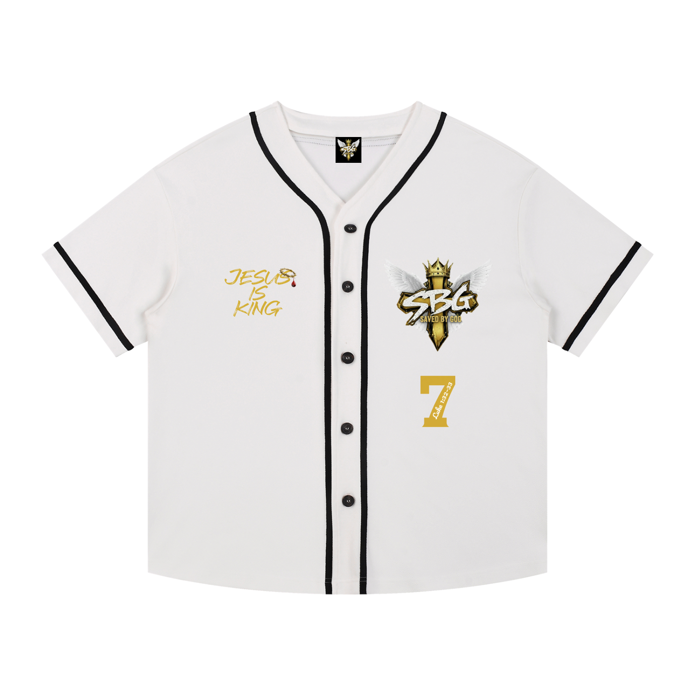 Jesus is King Word Cross Button-Up Jersey