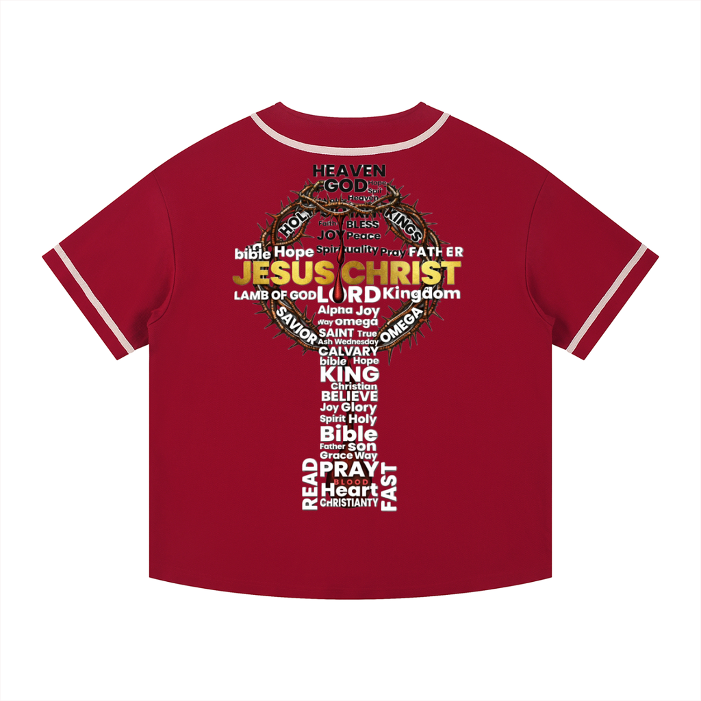 Jesus is King Word Cross Button-Up Jersey