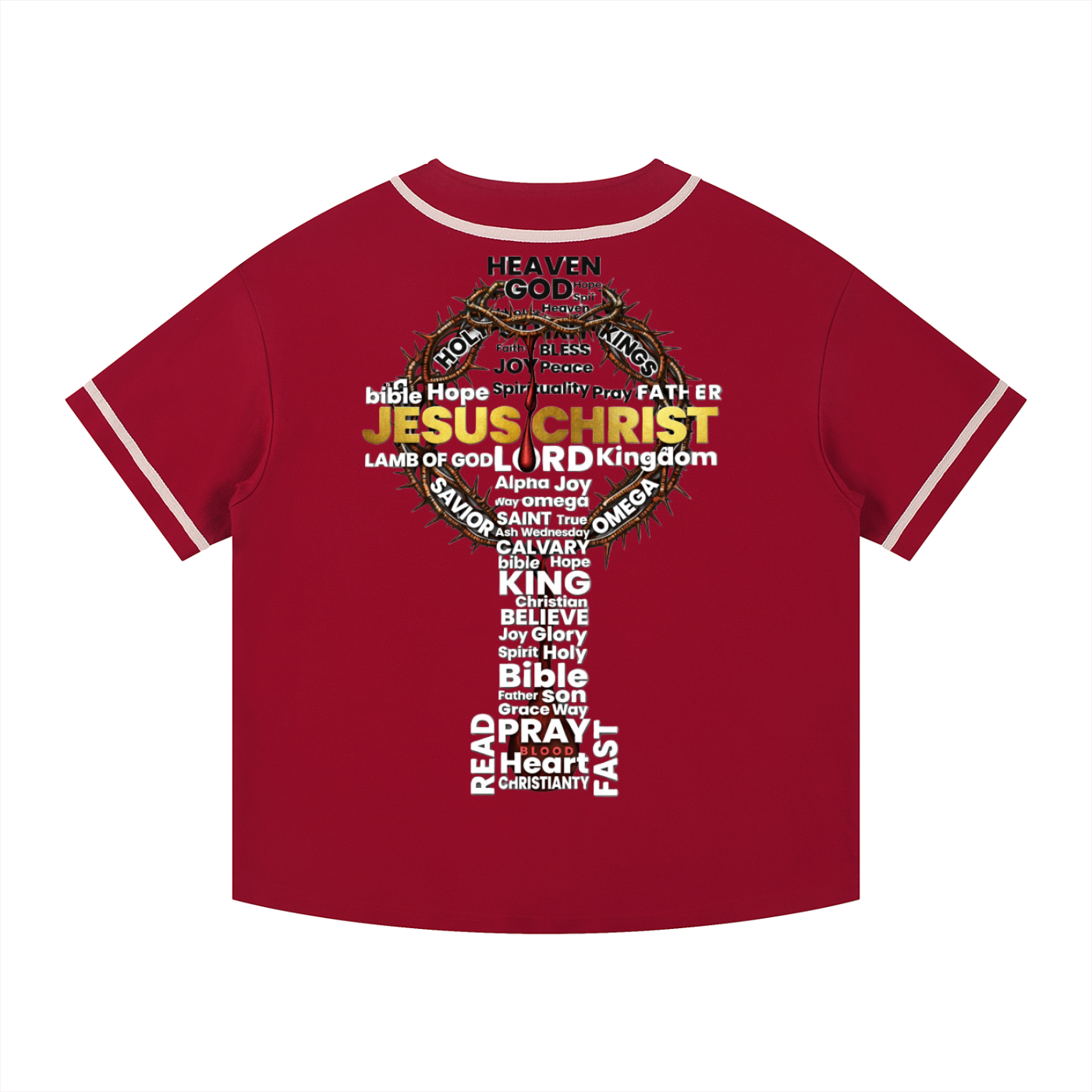 Jesus is King Word Cross Button-Up Jersey
