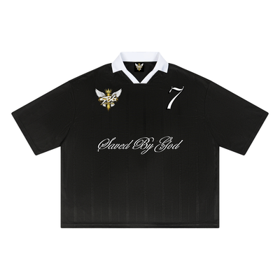 SAVED BY GOD 7 Striped Boxy Soccer Jersey