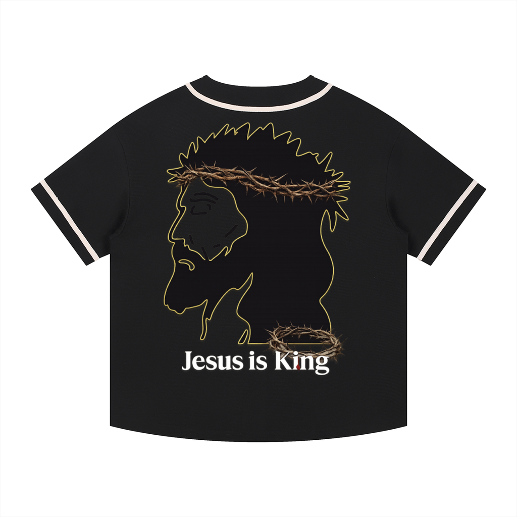 JESUS IS KING Silhouette Button-Up Jersey
