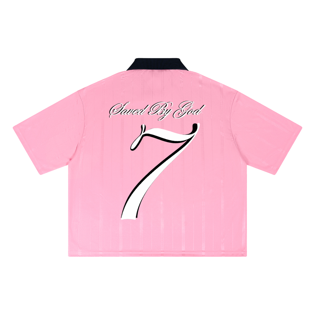SAVED BY GOD 7 Striped Boxy Soccer Jersey