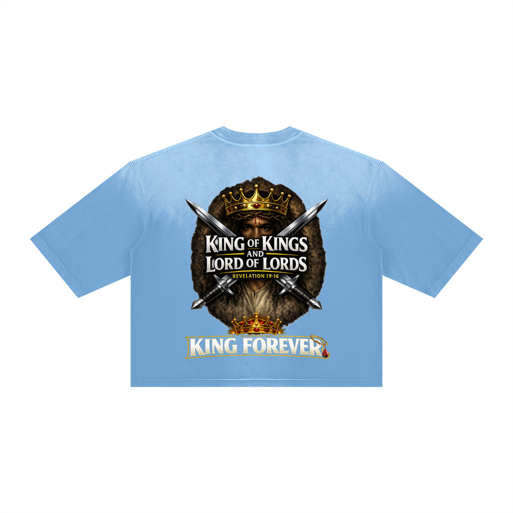 JESUS IS KING w/ FACES Vintage Wash Sunfade Boxy T-Shirt