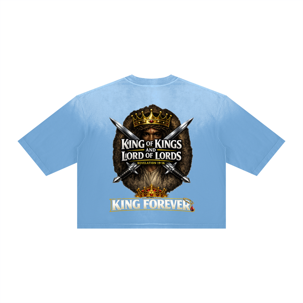 JESUS IS KING w/ FACES Vintage Wash Sunfade Boxy T-Shirt