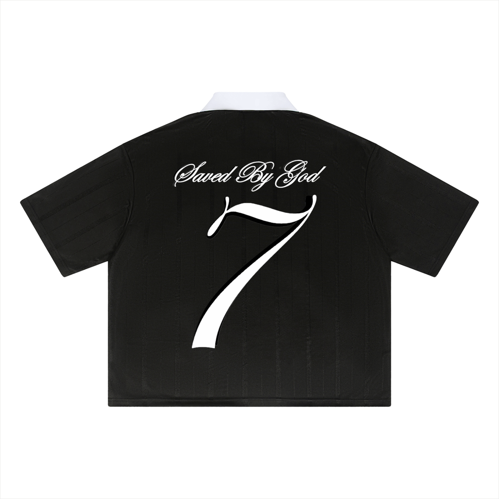 SAVED BY GOD 7 Striped Boxy Soccer Jersey