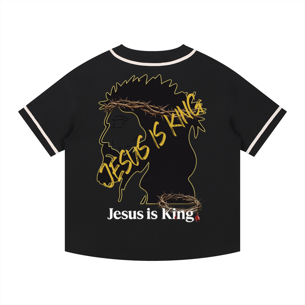 JESUS IS KING Silhouette Button-Up Jersey