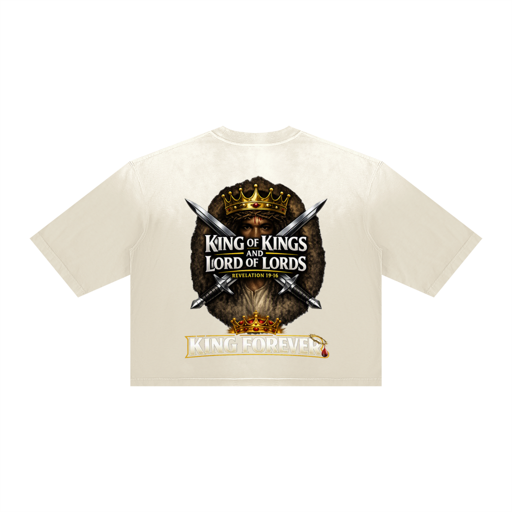 JESUS IS KING w/ FACES Vintage Wash Sunfade Boxy T-Shirt