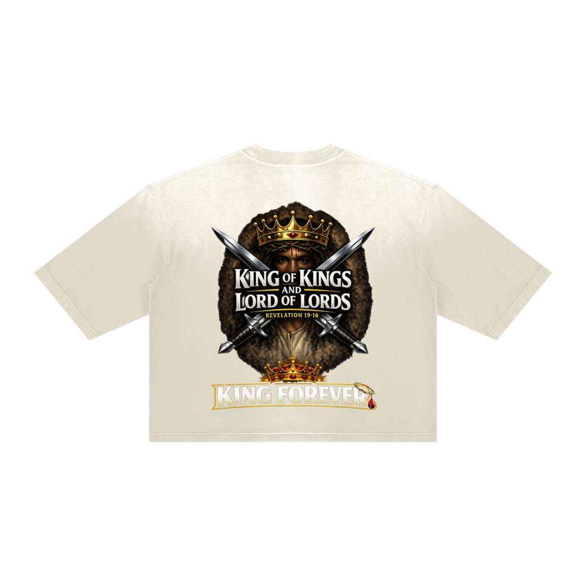 JESUS IS KING w/ FACES Vintage Wash Sunfade Boxy T-Shirt