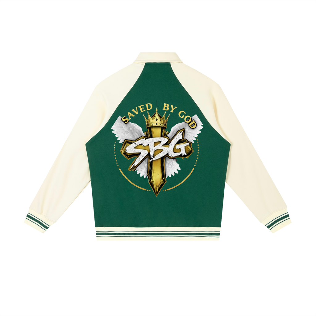 JESUS IS KING w/ 7 Raglan Sleeve Baseball Jacket