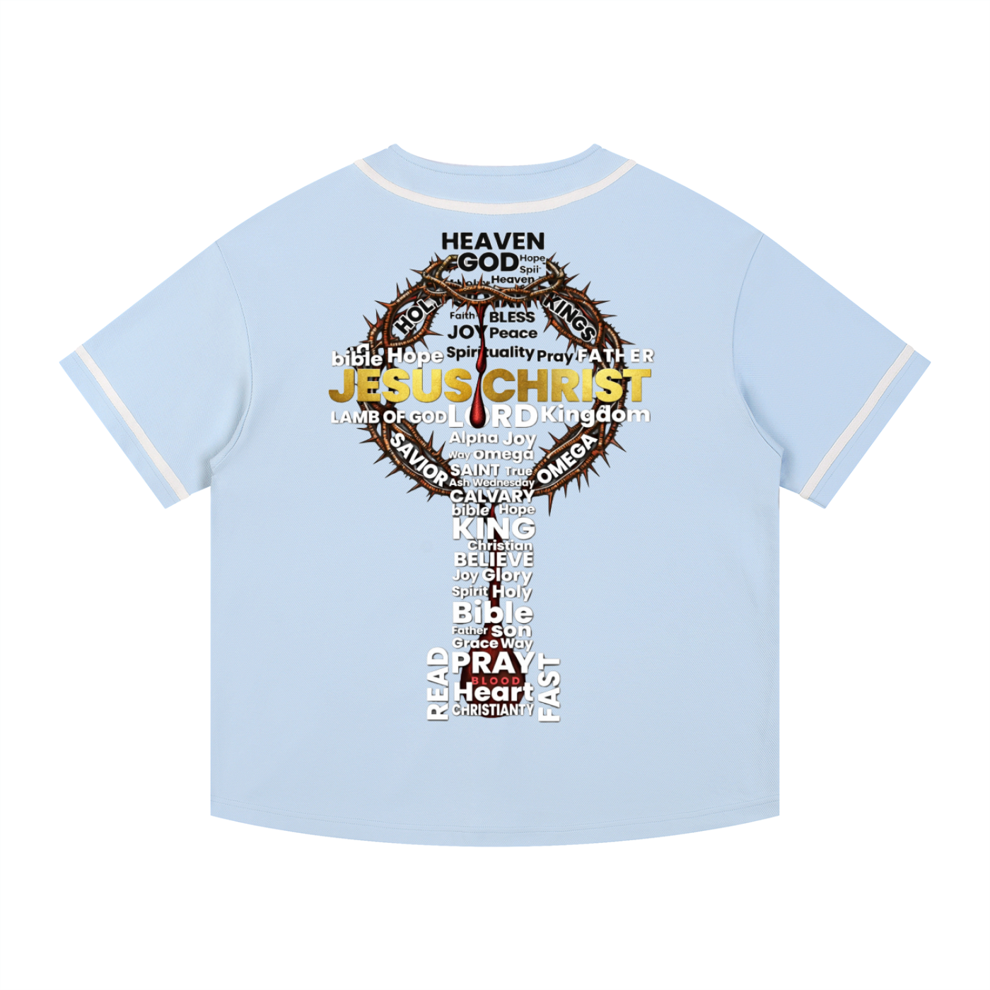 Jesus is King Word Cross Button-Up Jersey